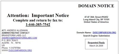 Final Notice of Domain Notification: More Domain Spam