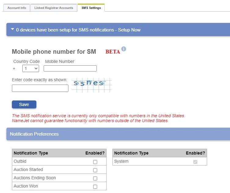 SMS notifications for auctions — NameJet adds
