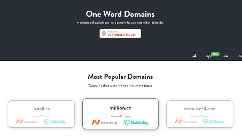 Domains site releases version 2.0 — One Word