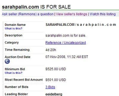 SarahPalin.com Lands on Afternic [Updated}