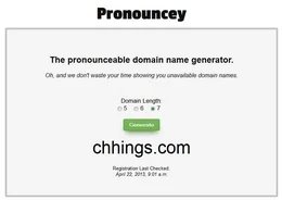 To generate pronounceable, short domain names — Site promises