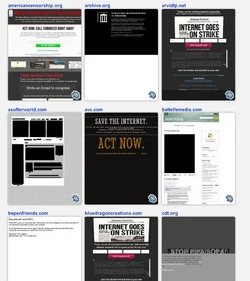 PIPA web site protests memorialized on Screenshots.com — SOPA and