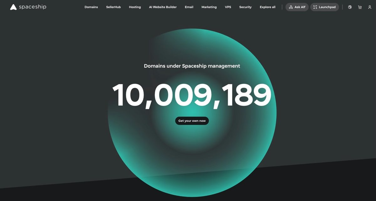 Past 10 million domains — Spaceship rockets