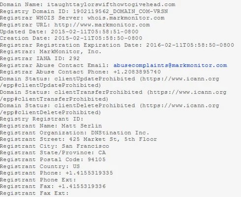 Registers ITaughtTaylorSwiftHowToGiveHead.com (no joke) — Taylor Swift