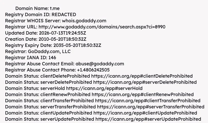 Domain suspended, leading to outages [updated] — Telegram’s t.me