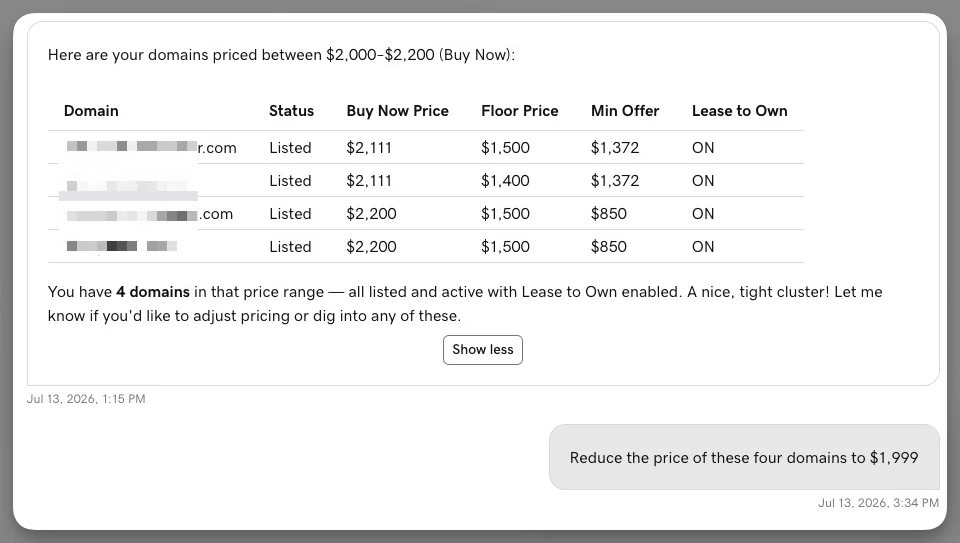 Test driving Afternic Portfolio Agent