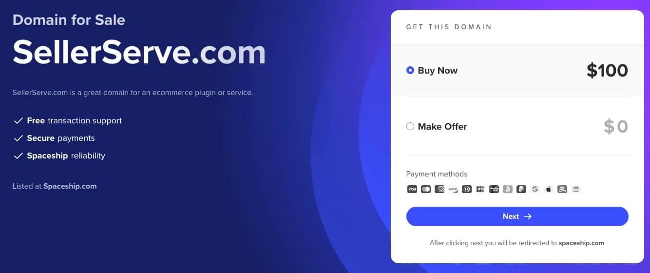 Spaceship’s SellerHub domain sales platform — Testing out
