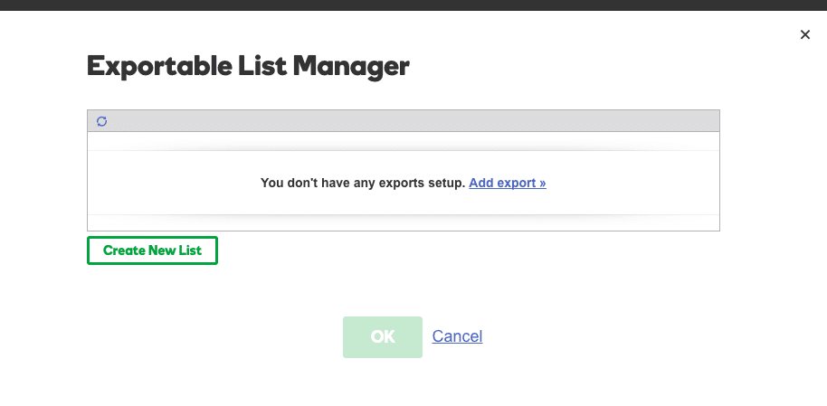 GoDaddy Manage Exportable Lists with No Notes