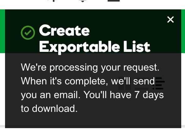 GoDaddy Create Exportable List Notification