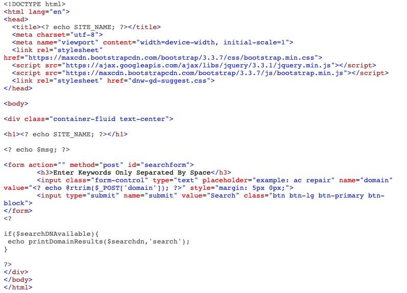 Domain Suggestion HTML Form