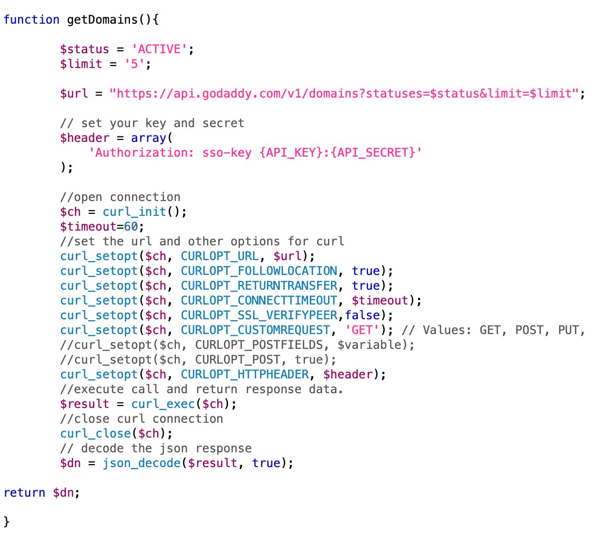 How to retrieve a list of your GoDaddy Domains: Tutorial