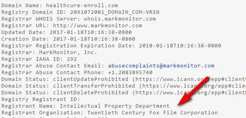 Twentieth Century Fox registering these domain names? — Why is