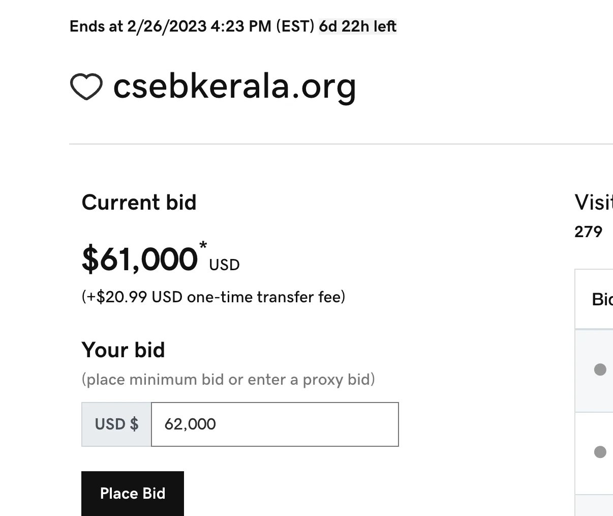 Going on with this auction for CSEBKerala .org? — What is