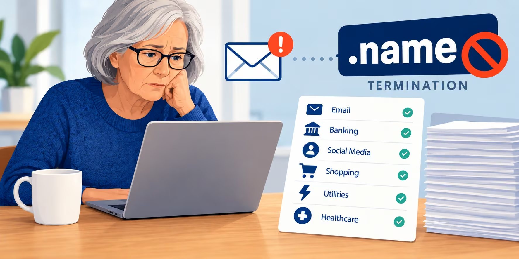 Woman faces changing 211 accounts following .name domain termination