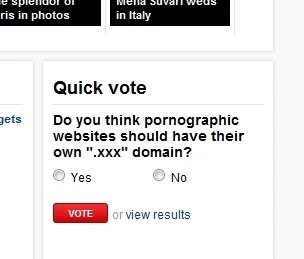 Hits Front Page of CNN.com — .XXX Poll