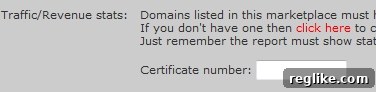 trafficdomains TrafficDomains.com listing input for DNW Certified Stats number