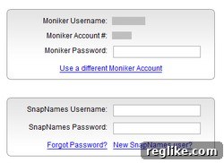 Moniker: Seamless Auction Submissions 2 Moniker SnapNames Account Linking