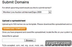 Moniker: Seamless Auction Submissions 3 Submit Domains to Live Auction