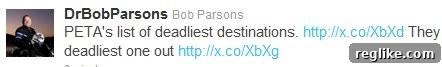 Bob Parsons challenges PETA on perceived hypocrisy Bob Parsons' tweet criticizing PETA's 'Deadly Destinations' and practices highlighted on PETA Kills Animals website