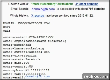 Camouflaging Cybersquatting: Hiding Behind WHOIS Records 2 Facebook typo