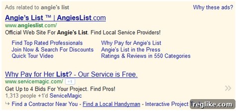 angies-list Google Ad Results Showing Angie's List and ServiceMagic Ads