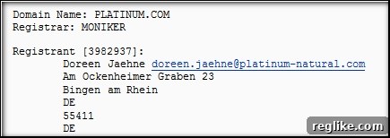 platinum domain transfer Platinum.com domain sale from CA to Platinum Natural