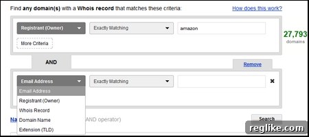 domaintools-reversewhois DomainTools Reverse Whois search interface with filtering options