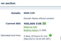 8888.com Secures 400,000 Euro Bid via Sedo