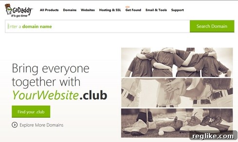 GoDaddy Homepage: New TLD Registrations - The Real Numbers 2 GoDaddy .Club Promotion Banner