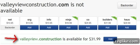 Enhanced Domain Discovery at Select Registrars 3 eNom Domain Search Results for Valleyview Construction
