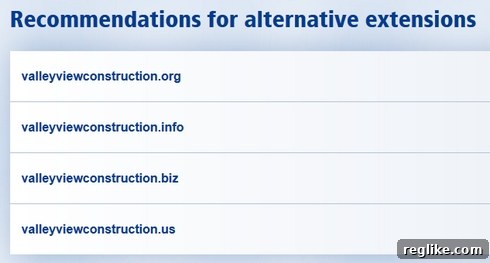 Enhanced Domain Discovery at Select Registrars 6 1&1 Domain Search Results for Valleyview Construction