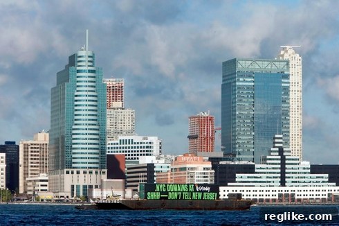 GoDaddy Makes Waves with its .NYC Barge Ad 2 Second view of GoDaddy's .NYC domain promotional barge on the Hudson