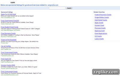 googleparking Screenshot of a live parked domain landing page using Google AdSense for Domains