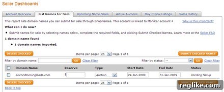 snap2 SnapNames listing configuration interface