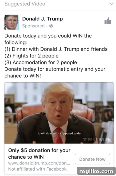 Trump Facebook Ad Example: Small Purchase Gateway