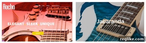 Has the .Guitars TLD Struck a Discord? An In-Depth Performance Review 3 Websites for Rocha Guitars and Jacaranda Guitars, showcasing custom instruments