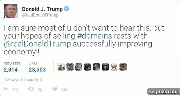 The Art of the Domain Deal, Trump Style 2 Rick Schwartz tweet on domain name valuation trends and future potential