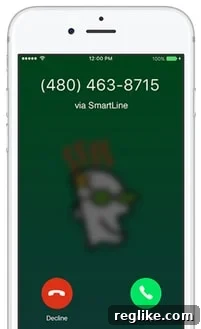 Person holding a smartphone with two distinct app icons representing separate phone lines, one for personal and one for business, illustrating the concept of GoDaddy SmartLine.