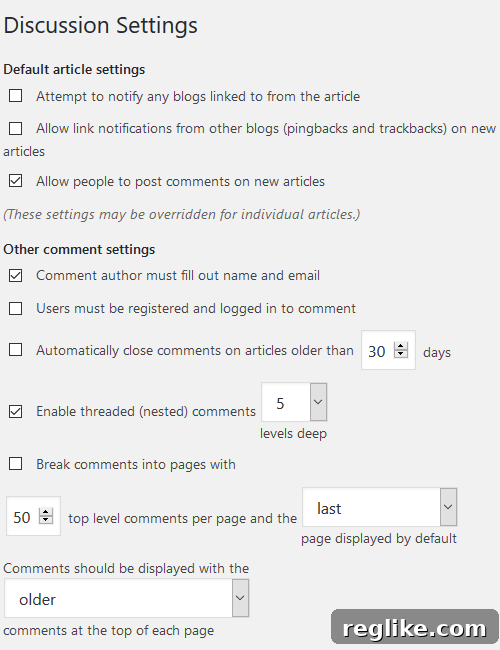 Protecting Your WordPress Comments from Spam 2 Moderating Comments - Configure Website