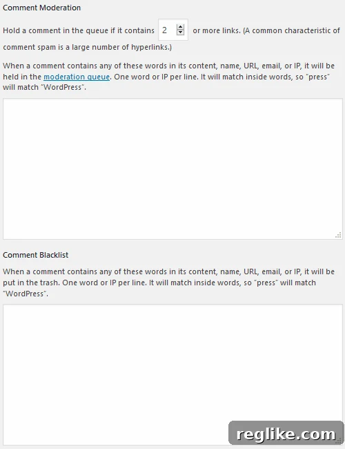 Protecting Your WordPress Comments from Spam 3 Moderating Comments - Configure Website, Comment Moderation