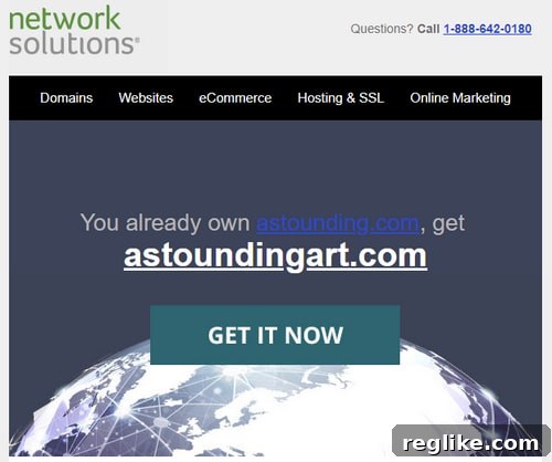 Network Solutions Accidentally Declares Customer Domains Available 2 Example of an Aftermarket Domain Promotion Email
