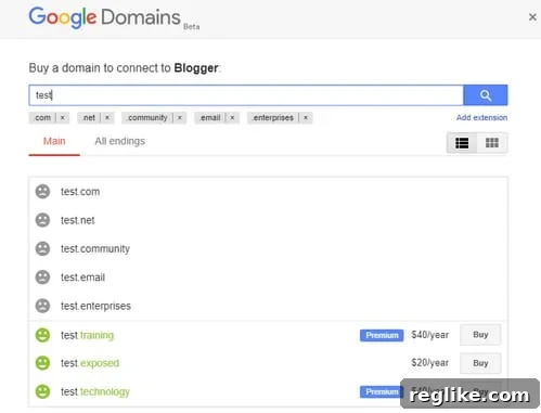Google's Domain Reseller Tool: A Patent in the Works? 4 Domain search results on Blogger
