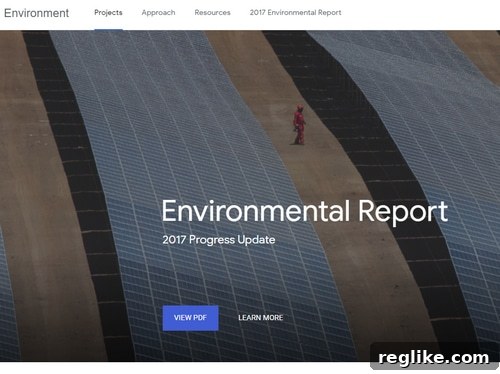 11 sites Google built in-house 4 Screenshot of Google Environment website, displaying compelling imagery related to environmental sustainability initiatives.