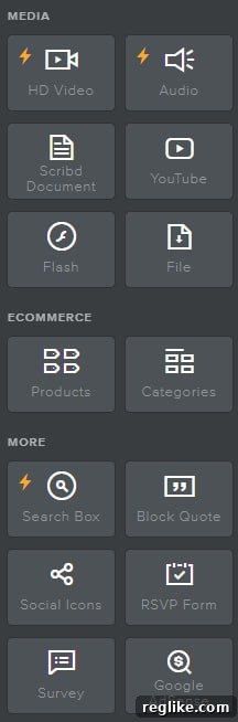 Weebly drag-and-drop interface elements
