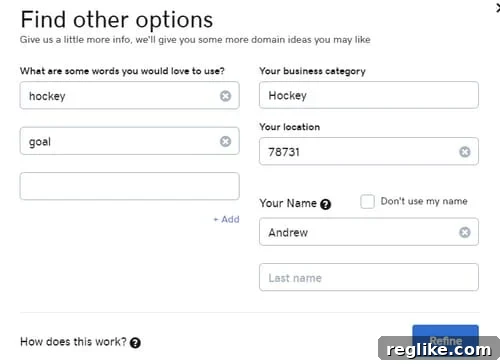 GoDaddy Supercharges Domain Discovery with Intelligent Search 3 GoDaddy refine form input for Hockey