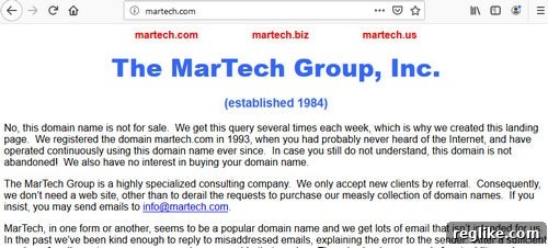 The Cheeky "GFY" Message at MarTech.com 2 Screenshot of MarTech.com, a website often confused with other websites.