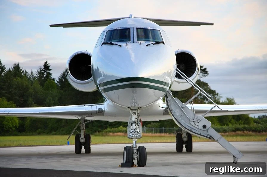 PrivateJet.com: No Longer For Sale 2 Picture of a private jet sitting on the tarmac with the door open to the right.
