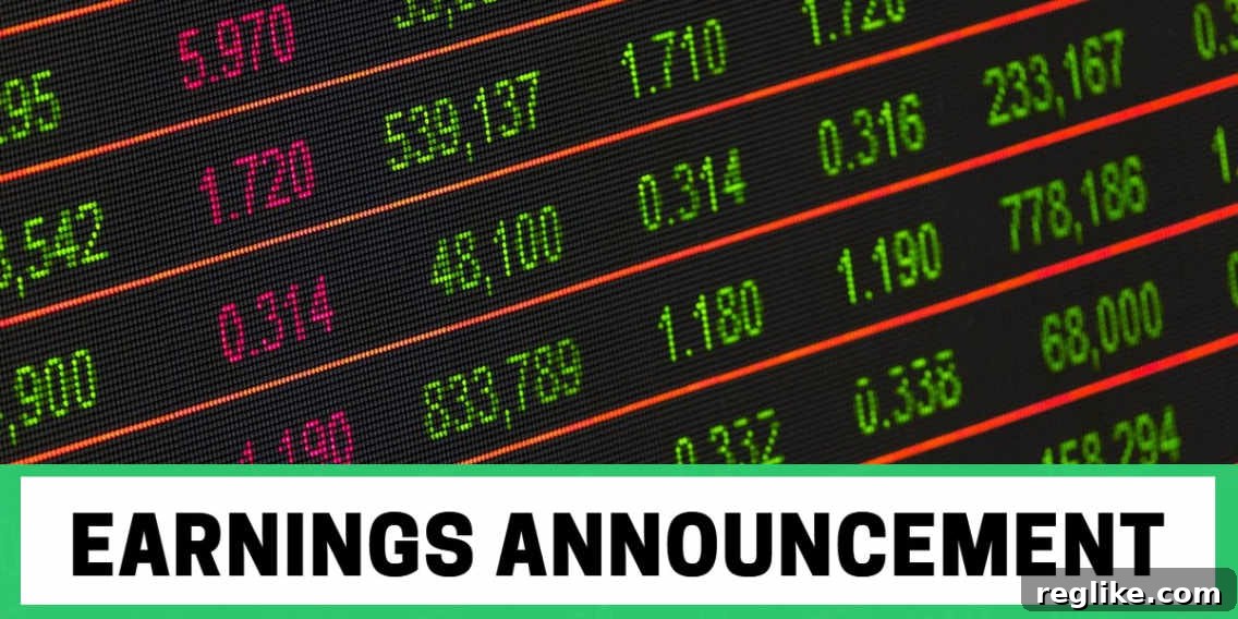 GoDaddy Auctions Drives Quantified Lift in Tucows Earnings 2 Picture of stock ticker board with words "earnings announcement" below it