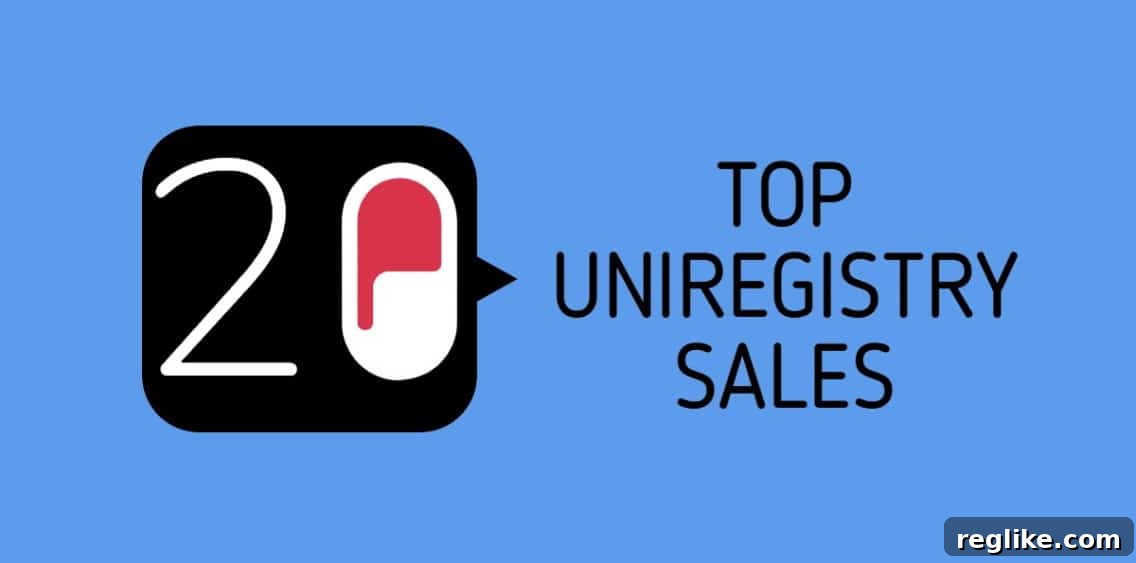 Top 20 Uniregistry Domain Sales Graphic with the number 20 and words "Top Uniregistry Sales"