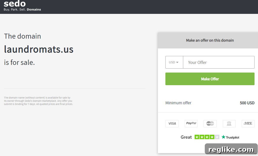 Unlock Faster Sales: How to Set Up Your Sedo For Sale Lander 2 Sedo for sale lander for Laundromats.us